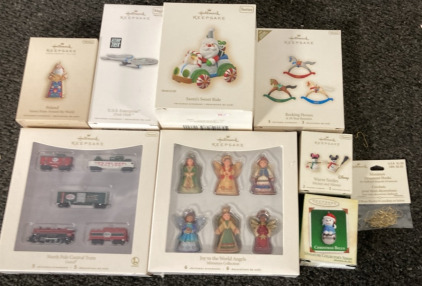 VARIETY OF HALLMARK KEEPSAKE ORNAMENTS.