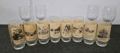 (8) Bicentennial Idaho Collector Glasses, (4) Wine Glasses