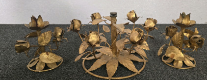 Metal Copper Colored Rose Decor