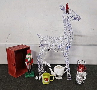 Ashland Lighted Outdoor Ornament Deer,Nutcracker,Grinch Coffee Mug,Ceramic Pot,Hot Chocolate Cups