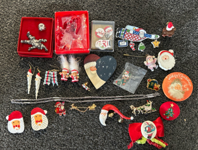 Assorted Christmas Pins & Jewelry