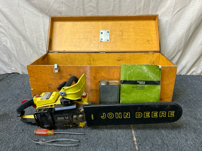 John Deere Chainsaw with Wooden Storage Box