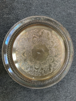 (5) Round Silver Toned Serving Trays - 2