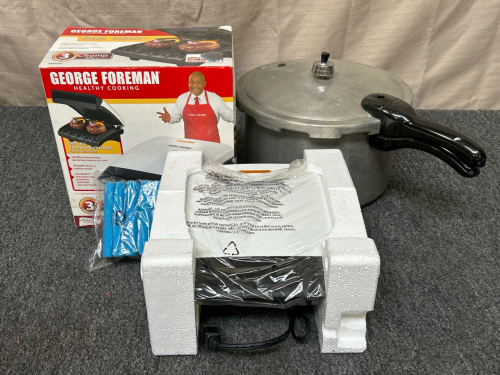 New George Foreman Grill with Sponge Included and Pressure Cooker