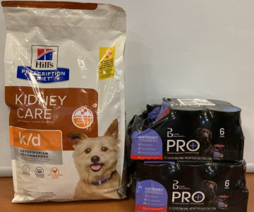 Hills Prescription Diet Kidney Care Dog Food & 10 Cans Of PRO Dog Food