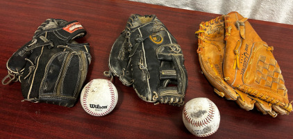 Baseball Mits, And Baseballs