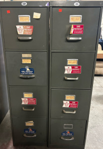 (2) Gray Filing Cabinets 4 Drawer