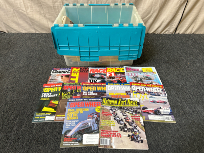 Tote With Large Assortment of Racing Magazines