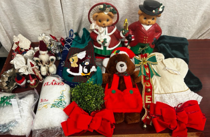 Christmas Clay Statues, Santa House, Stockings, Metal Leaf Tray, And More