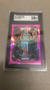 (1) SGC Graded Ten 2023-24 Panini Prizm #152 Brandon Miller Pink Ice Prizm Rookie Sports card