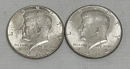 (2) Robert Kennedy Silver 1964 .50 Cent Coins