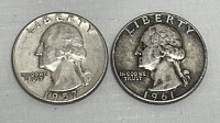 (2) Washington Silver Quarters Dated 1957 And 1961