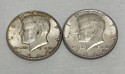 (2) Kennedy Silver 1964 .50 Cent Coins