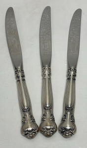 (3) Gorham Sterling Silver Handled Stainless Steel Bladed Knives