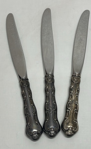 (3) Gorham Sterling Silver Handled Stainless Steel Bladed Knives