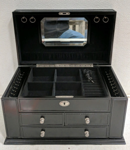 (1) Black Jewelry Box w/ Mirror and Drawers