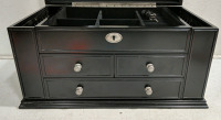 (1) Black Jewelry Box w/ Mirror and Drawers - 2