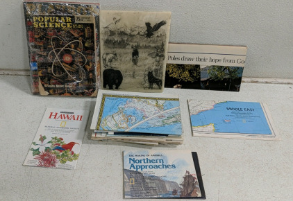 (1) Wildlife Artwork w/ National Geographic Assorted Books and Maps