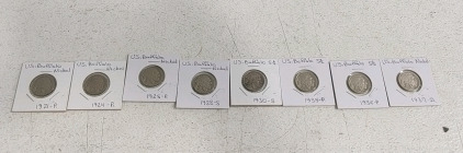 (8) US Buffalo Nickel Collection - 1921 to 1937