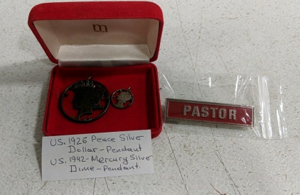 (3) US Coin Pendants w/ Pastor Pin