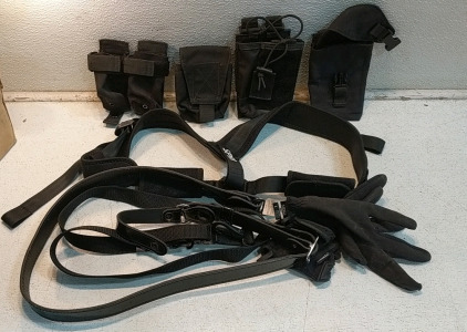 (7) Tactical Accessories – (5) Utility Pouches (1) Tactical Harness (1) Pair of Gloves