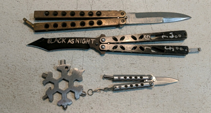 (4) Pocket & Utility Tools – (3) Butterfly Knives & (1) Snowflake Multi-Tool