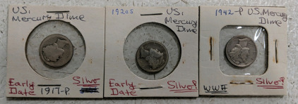 (1) US Silver Mercury Dime Set - (3)