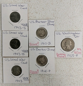 (1) Mixed US Coin Collection - (6) Various Dates