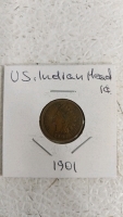 (7) US Indian Head Pennies - (1) 1900 (1) 1901 (1) 1902 (1) 1903 (1) 1904 (1) 1905 (1) 1907 - 3