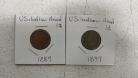 (2) US Indian Head Pennies - (1) 1881 (1) 1897