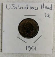 (6) US Indian Head Pennies - (1) 1897 (3) 1901 (2) 1902 - 3