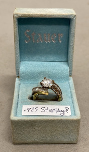 Stauer Gold Plated .925 Sterling Silver White Gemstone Ladies Ring Size 5-1/2