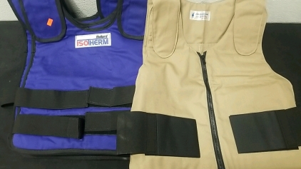 (2) Blue Cooling Vests-(1) Brown Cooling Vest