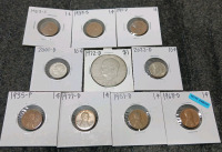 Liberty Dollar, (2) Dimes, (7) Pennies (Year and Mint In Photos)