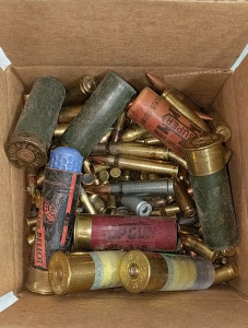 (1) Box of Mixed Ammunition - Assorted Calibers (8) Shotgun Shells