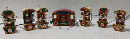 Vintage Mr. Christmas 6 Horse Carousel Musical Holiday Automation Lights Motion Christmas Decor (all 6 work, move, and music plays)