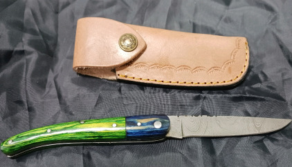 Damascus Steel Blade With Sheath 8in Knife 4in Blade