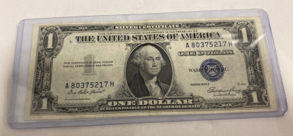 (1) $1 Bill Series 1935-E A80375217H Silvernote