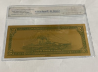 (1) $2 Bill Series 1918 G9 24k Gold Flaked Bank Note W/ Coa - 2