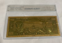 (1) $1000000 Bill 24k Gold flakes Bank Note W/ Coa - 2