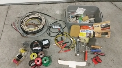 (16) Assorted Tools & Supplies Lot - (1) Rockwell Drill, (6) Wire Spools & Blue Hawk Pads [SP13]