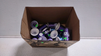 Box of Blue/ Purple Rayon Thread