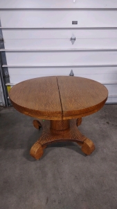 44"x 44"x 30½" Tiger Wood Rolling Dinner Table