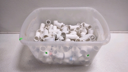 (1)(Clear) Tote Full of Assorted PVC Fittings