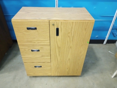 (3) Drawer (1) Door Wood Filing Cabinet