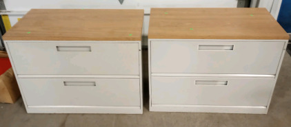 (2) Wood Topped Filing Cabinet