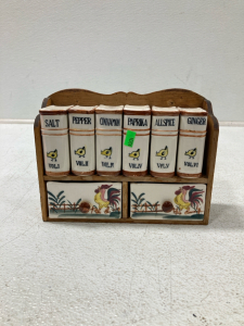 Vintage Spice Jars Roosters & Chicks Made in Japan