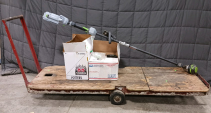 6ft Push Cart, Ego Weed Wacker (no battery) (2) Boxes Bolts