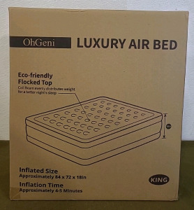 (1) OhGeni, King Size, 18" Air Mattress W/ Built In Air Pump