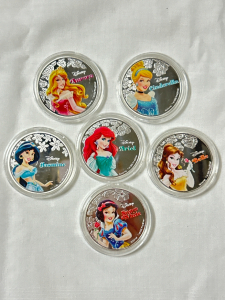 (6) Disney Princesses Silver Plated Collectible Coins